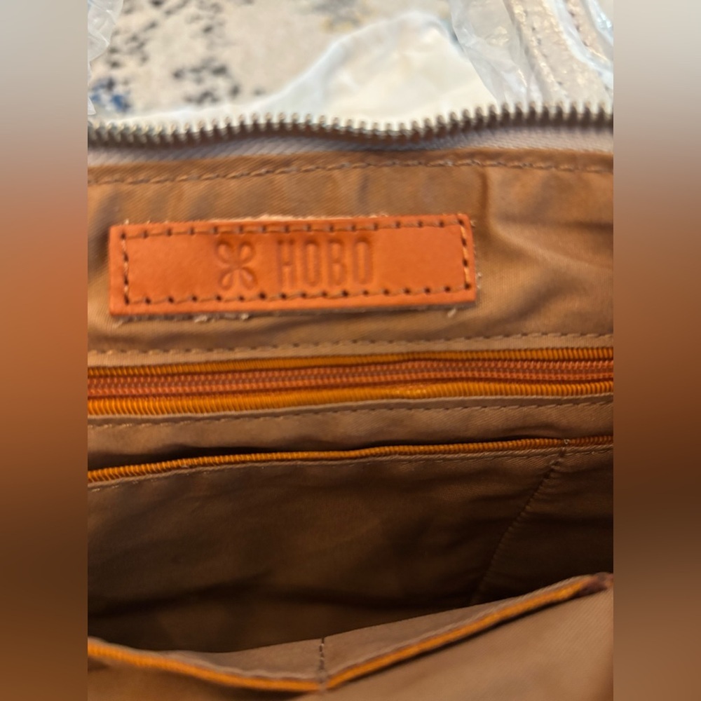 HOBO Kingston Mini Tote in Metallic Silver Leather w/ removable crossbody strap - Picture 8 of 14